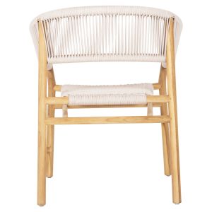 Трапезен стол Irving Hm9763 от масивно тиково дърво с черни въжета 62x55x75hcm