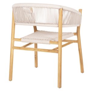 Трапезен стол Irving Hm9763 от масивно тиково дърво с черни въжета 62x55x75hcm
