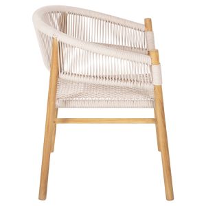 Трапезен стол Irving Hm9763 от масивно тиково дърво с черни въжета 62x55x75hcm