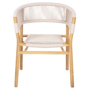 Трапезен стол Irving Hm9763 от масивно тиково дърво с черни въжета 62x55x75hcm