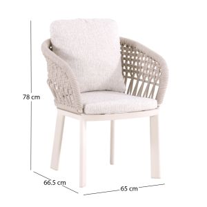 Dining chair Ladris Sm6399.01, aluminum, ivory color, beige, cushions 65x66.5x78hcm