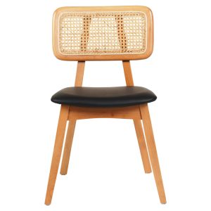 Dining chair Luffy .01 beech wood in oak-black color Pu 47x60x80hcm HM9953
