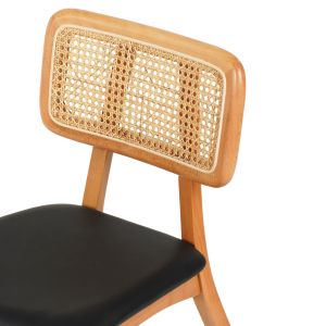 Dining chair Luffy .01 beech wood in oak-black color Pu 47x60x80hcm HM9953