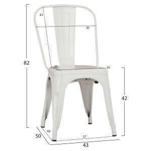 Трапезен стол Melita- Relix Pro Hm8641.41 метал в матирано бяло 44x47x84.5hcm.