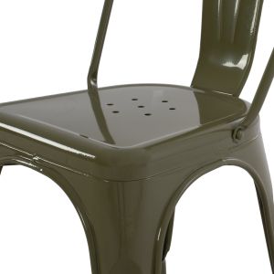 Трапезен стол Melita- Relix Pro Hm8641.43 метал в тъмно маслинено зелено 43x50x82hcm.