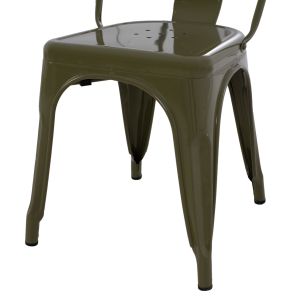 Трапезен стол Melita- Relix Pro Hm8641.43 метал в тъмно маслинено зелено 43x50x82hcm.