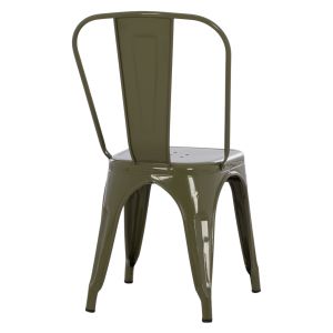 Трапезен стол Melita- Relix Pro Hm8641.43 метал в тъмно маслинено зелено 43x50x82hcm.