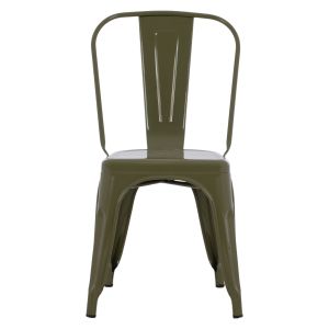 Трапезен стол Melita- Relix Pro Hm8641.43 метал в тъмно маслинено зелено 43x50x82hcm.