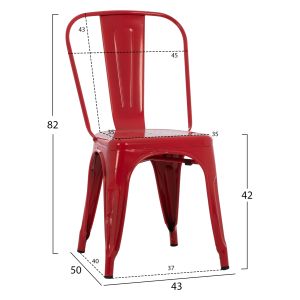 Трапезен стол Melita-pro Relix Hm8641.44 метал в червено 44x47x84.5hcm.