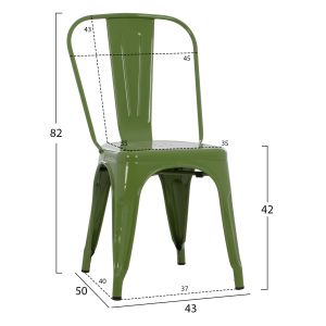 Трапезен стол Melita-pro Relix Hm8641.53 метал в светло маслинено зелено 44x47x84.5hcm.