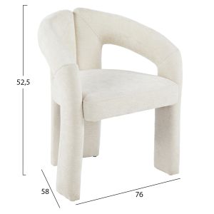 Трапезен стол Neza Hm18362.02, цвят екрю, лен, 64x50x76.5 см.