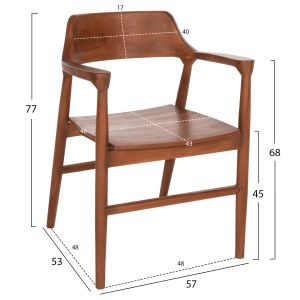 Трапезен стол Nioni Hm9476,01 от тиково дърво цвят орех 57x53x77hcm