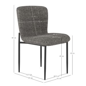 Трапезен стол Obsession Sm18101.02 Сивa дамаска - черен метал 52.5x63x79см