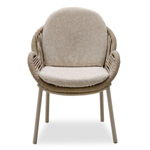 Dining chair Riven Sm6396.01, aluminum, ivory color, with rope, beige, 62x69x82h