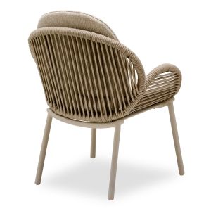 Dining chair Riven Sm6396.01, aluminum, ivory color, with rope, beige, 62x69x82h