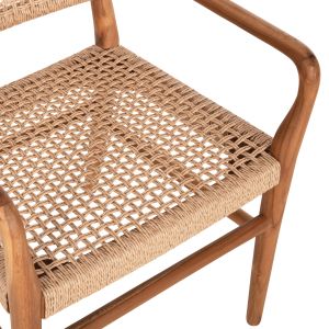 Dining chair Rosco Hm6132 teak in natural-veined rope in beige 56x54.5x78hcm.