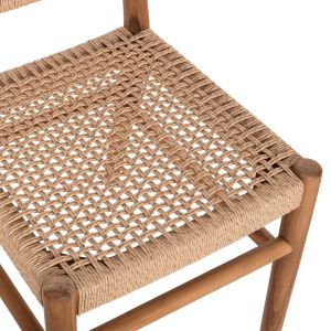Dining chair Rosco Hm6133 teak in natural-veneer rope in beige 46x55x79hcm.