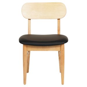 Трапезен стол Sekor .01 каучуково дърво-черно Pu 50x50x80hcm Hm9945