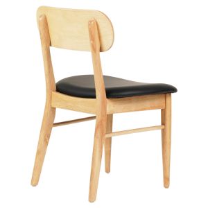 Трапезен стол Sekor .01 каучуково дърво-черно Pu 50x50x80hcm Hm9945