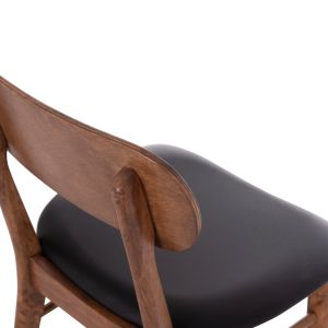Трапезен стол Sekor Hm9945.03 от каучуково дърво в цвят орех - черен Pu 51x48x79hсм.