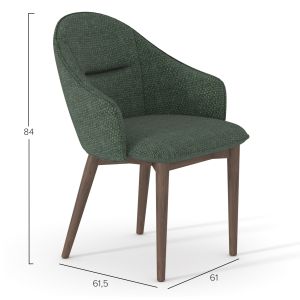 Трапезен стол Swaive Horizon Series Sm18102.05 текстилна дамаска маслинено зелено - крака ясен 61x60x83см.