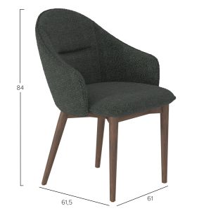 Трапезен стол Swaive Horizon Sm18102.01 тъмносив текстил - крака от ясен в цвят орех 61x61,5x84всм.