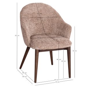 Трапезен стол Swaive Horizon Sm18102.02 бежова дамаска - крака от ясен в цвят орех 61x61,5x84всм.