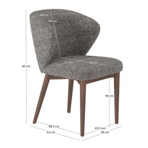 Трапезен стол Swaive Sm18105.02 сив плат - крака ясен 58x62x82см.