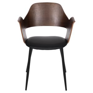 Dining chair Velp walnut wood - black metal legs - Pu leather 55.5x50x79hcm Hm9616.03