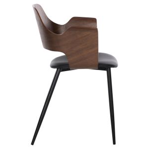 Dining chair Velp walnut wood - black metal legs - Pu leather 55.5x50x79hcm Hm9616.03