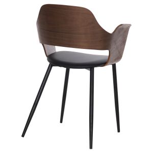 Dining chair Velp walnut wood - black metal legs - Pu leather 55.5x50x79hcm Hm9616.03