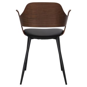 Dining chair Velp walnut wood - black metal legs - Pu leather 55.5x50x79hcm Hm9616.03