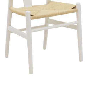 Трапезен стол Wishbone бяло каучуково дърво-натурално въже 53x55x76cм