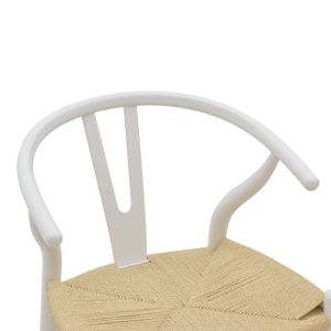 Трапезен стол Wishbone бяло каучуково дърво-натурално въже 53x55x76cм