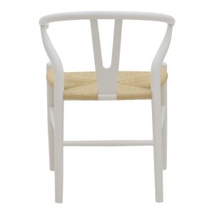 Трапезен стол Wishbone бяло каучуково дърво-натурално въже 53x55x76cм