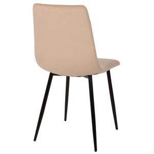 Трапезен стол бежово кадифе и черни метални крака Latrell Hm8587,05 43x54x88cm