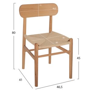 Трапезен стол бук и въже в естествен цвят 46,5x41x80ηcmhm9492,01