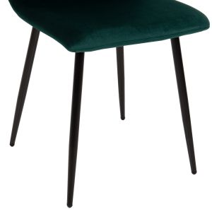 Трапезен стол зелено кадифе и черни метални крака Latrell Hm8587,03 43x54x88cm