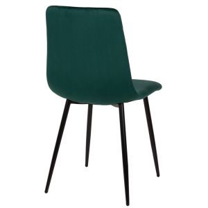 Трапезен стол зелено кадифе и черни метални крака Latrell Hm8587,03 43x54x88cm