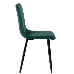 Трапезен стол зелено кадифе и черни метални крака Latrell Hm8587,03 43x54x88cm
