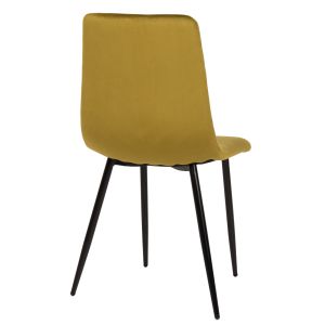 Трапезен стол кадифе горчица и черни метални крака Latrell Hm8587,07 43x54x88cm