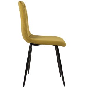 Трапезен стол кадифе горчица и черни метални крака Latrell Hm8587,07 43x54x88cm