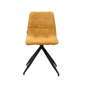 Dining chair apricot yellow fabric with sand metal legs, dimensions 46x54x88cm