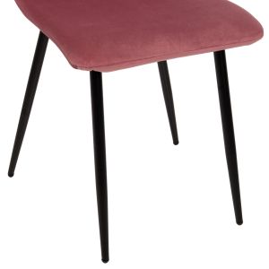 Трапезен стол розово кадифе и черни метални крака Latrell Hm8587,02 43x54x88cm