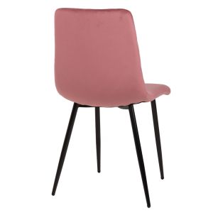 Трапезен стол розово кадифе и черни метални крака Latrell Hm8587,02 43x54x88cm