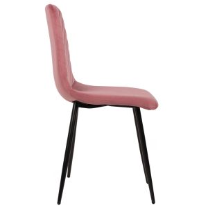 Трапезен стол розово кадифе и черни метални крака Latrell Hm8587,02 43x54x88cm