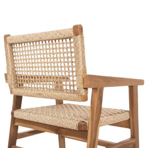 Трапезен стол с подлакътници Bjorn от масивна тикова дървесина - въже 56x56x83hcm ,21, Hm9403