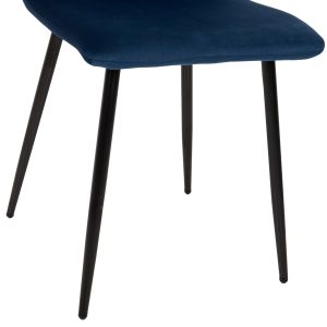 Трапезен стол синьо кадифе и черни метални крака Latrell Hm8587,08 43x54x88cm