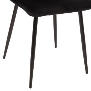 Трапезен стол черно кадифе и черни метални крака Latrell Hm8587,04 43x54x88cm