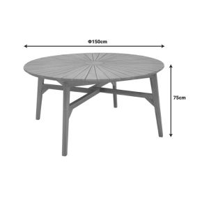 Dining table 7 pieces Banou-colen teak in natural-black shade �150x75cm